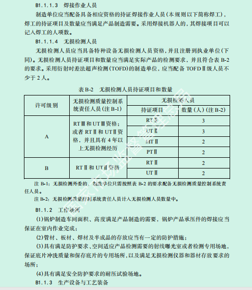 锅炉生产单位许可条件