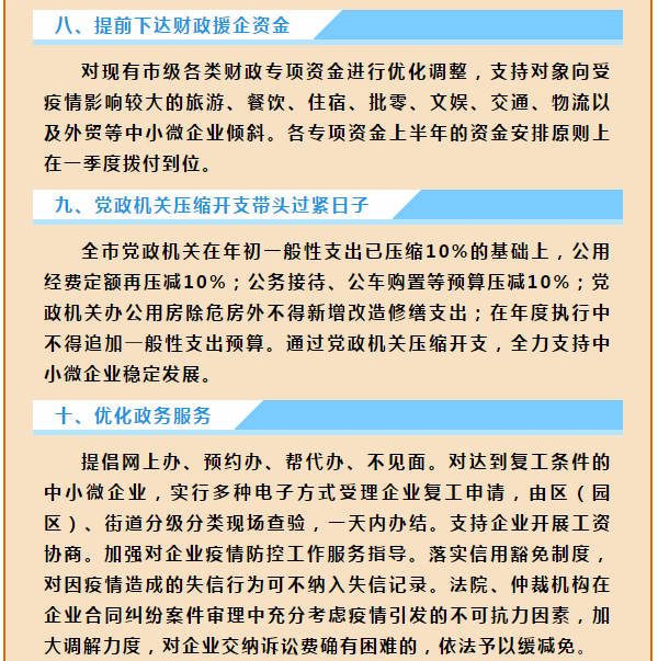 南京市10条政策措施促进中小微企业稳定发展